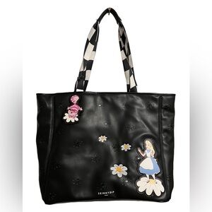 New NWT Skinnydip x Disney: Alice in Wonderland black vegan leather tote bag